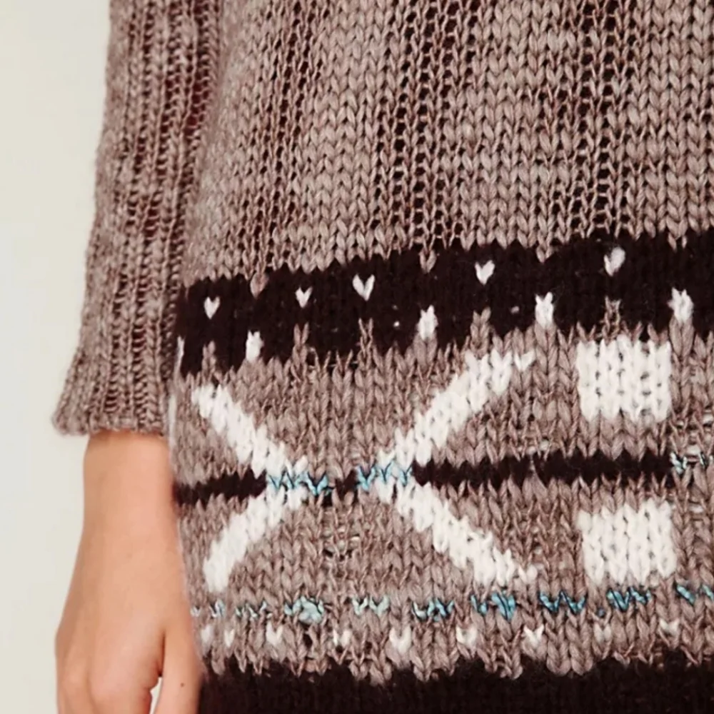 Free People Oversized Slouchy Mohair Wool Fair Isle Sweater XS